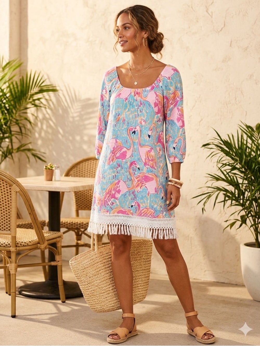 Lilly Pulitzer Alia Peel & Eat Coverup Dress Flamingo Print